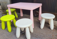 5 delni set- otroška miza in 4 x stolčki