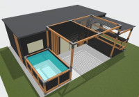 Mobilna hišica z bazenom, teraso, letno kuhinjo - dobava takoj