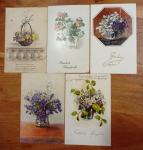 Razglednice, rože , 5 kom. Iz leta 1917-1929