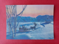 3-D razglednica.Sleighing,sankanje,zimska pokrajina, sani z jeleni