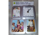 Quartz ura in okvir za tri majhne fotografije - NOVO - nerabljeno