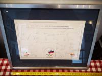 25. OLIMPIJSKE IGRE BARCELONA 1992 plaketa s podpisi olimpijcev