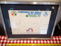 SVETOVNO PRVENSTVO VALTELLINA 1985 plaketa s podpisi športnikov