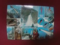 Vintage razglednica Obersdorf, smučarski skoki, Heini Klopfer