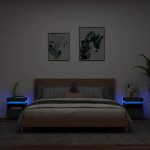 vidaXL Nočna omarica z LED lučkami 2 kosa črna 40x39x48,5 cm