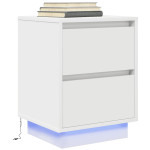 vidaXL Nočna omarica z LED svetili bela 38x34x50 cm