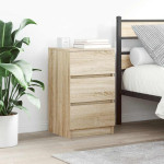 vidaXL Nočne omarice s 3 predali 2 kosa sonoma hrast 39x35x65 cm
