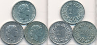 20 Rappen Švica-Switzerland Lot 3X