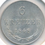Austria 6 Kreuzer 1848 Ferdinand I UNC