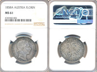 Avstrija srebrnik 1 Florin / Gulden 1858 A Franz Joseph MS61