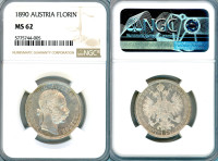 Srebrnik Austrija 1 Florin / Gulden 1890 Franz Joseph MS62