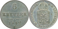 Srebrnik Austrija 6 Kreuzer 1849 Franz Joseph I.