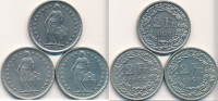 Švica  2 Francs  1968-1979 Lot 3X
