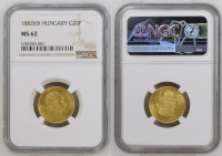Zlatnik 20 Francs / 8 Forint 1882 KB NGC MS 62
