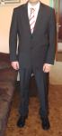 Moška obleka, temno siva, velikost 50, 1x nošena