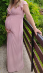 Elegantna nosečniška obleka-roza št.38
