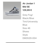 Nike Air Jordan 1 mid št. 46