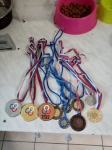 Zbirko športnih medalj, značk, starega denarja in druge starine poceni
