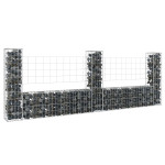 vidaXL Gabion košara U-oblike s 3 stebri železo 260x20x100 cm