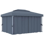 vidaXL Paviljon z zaveso 4x3 m antraciten aluminij