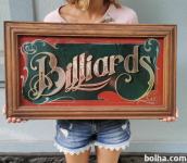 Original Retro Steklen Napis Biljard (Billiards) za BAR