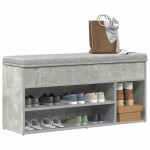 vidaXL Lavica za čevlje Betonsko siva 102x30,5x45 cm Inženirski les