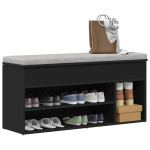 vidaXL Lavica za čevlje črna 102x30,5x45 cm iz inženirskega lesa
