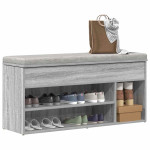 vidaXL Lavica za čevlje Siva Sonoma 102x30,5x45 cm Inženirski les