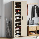 vidaXL Omarica za čevlje krem 60x30x166 cm blago