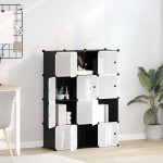 vidaXL Organizator za shranjevanje kock z 12 kockami in vrati Black PP