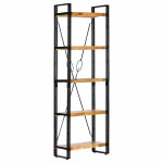 vidaXL Knjižna omara 5-nadstropna 60x30x180 cm trden mangov les