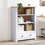vidaXL Knjižna omara bela 80x35x110 cm trdna borovina Panama Range