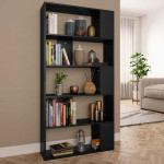 vidaXL Knjižna omara/paravan črna 80x24x159 cm iverna plošča
