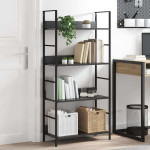 vidaXL Knjižna polica 4-nadstropna črna 60x27,6x124,5 cm inž. les