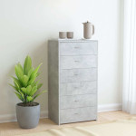 vidaXL Komoda s 6 predali betonsko siva 50x34x96 cm iverna plošča