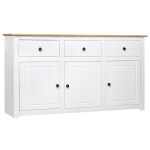 vidaXL Komoda bela 135x40x80 cm trdna borovina Panama Range