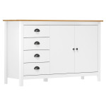 vidaXL Komoda Hill bela 130x40x80 cm trdna borovina