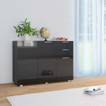 vidaXL Komoda visok sijaj črna 107x35x80,5 cm