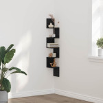 vidaXL Kotna polica Montaža za steno Črna Orehovina 20 x 20 x 127,5 cm