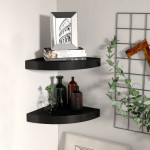 vidaXL Kotne police 2 kosa črne 25x25x3,8 cm MDF