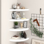vidaXL Kotne police 4 kosi bele 35x35x3,8 cm MDF