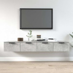 vidaXL Stenska omarica 2 kosa betonsko siva 68x30x20 cm konstr. les