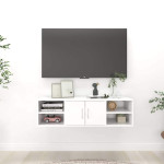 vidaXL Stenska polica bela 102x30x29 cm inženirski les