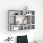 vidaXL Stenska polica betonsko siva 75x16x55 cm inženirski les