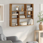 vidaXL Stenska polica Old Wood 90x16x78 cm Inženirski les