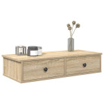 vidaXL Stenska polica s predali sonoma hrast 80x34x17 cm inž. les