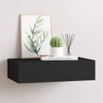 vidaXL Stenska polica s predalom črna 40x23,5x10 cm mediapan