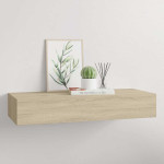 vidaXL Stenska polica s predalom hrast 60x23,5x10 cm mediapan