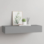vidaXL Stenska polica s predalom siva 60x23,5x10 cm mediapan