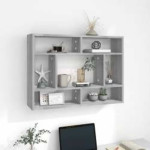 vidaXL Stenska polica siva sonoma 75x16x55 cm inženirski les